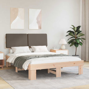 Vidaxl bedframe met gevoerd hoofdgedeelte taupe 140 x 200 cm