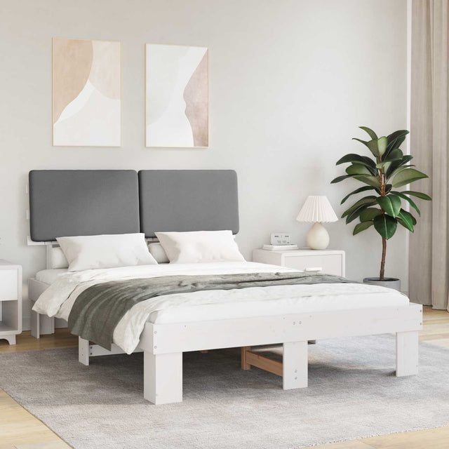 Vidaxl bedframe met gevoerd hoofdgedeelte lichtgrijs 140 x 190 cm