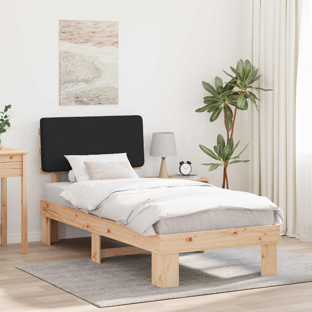 Vidaxl bedframe met gevoerd hoofdgedeelte zwart 80 x 200 cm