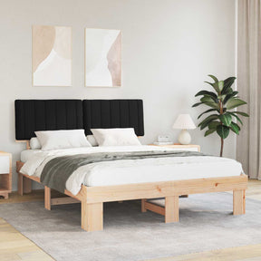 Vidaxl bedframe met gevoerd hoofdgedeelte zwart 150 x 200 cm