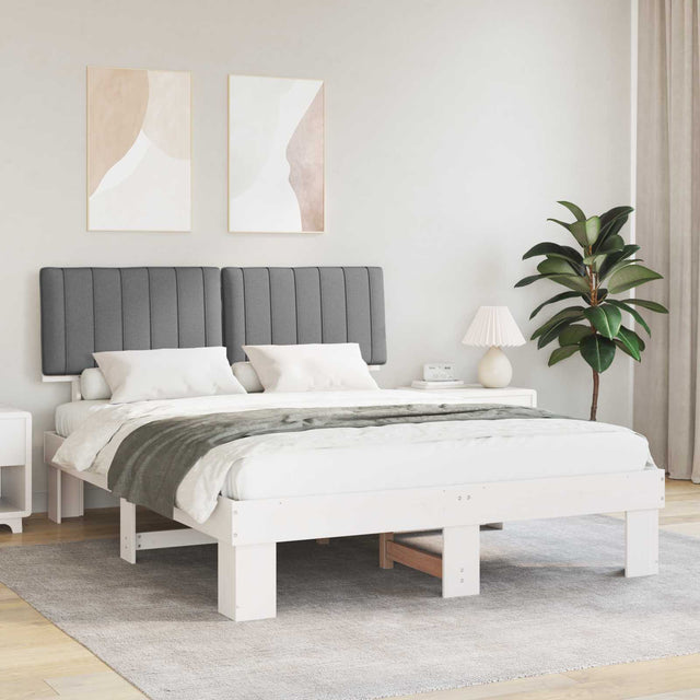 Vidaxl bedframe met gevoerd hoofdgedeelte lichtgrijs 150 x 200 cm