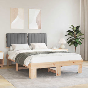 Vidaxl bedframe met gevoerd hoofdgedeelte lichtgrijs 135 x 190 cm