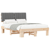 Vidaxl bedframe met gevoerd hoofdgedeelte lichtgrijs 135 x 190 cm