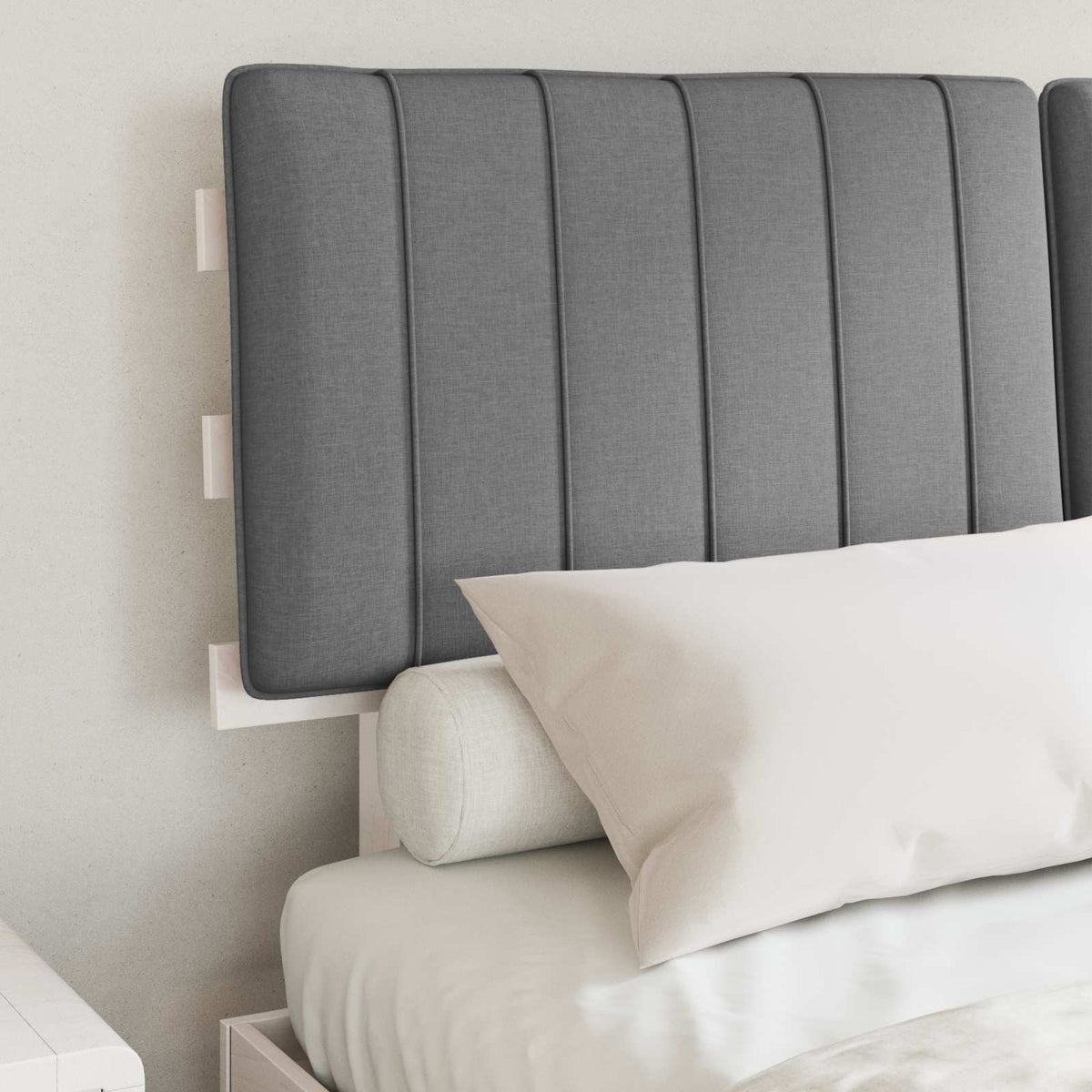 Vidaxl bedframe met gevoerd hoofdgedeelte lichtgrijs 135 x 190 cm