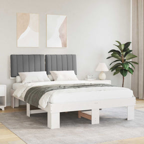 Vidaxl bedframe met gevoerd hoofdgedeelte lichtgrijs 135 x 190 cm