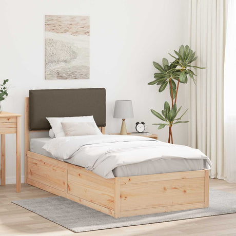 Vidaxl bedframe met gevoerd hoofdgedeelte taupe 100 x 200 cm