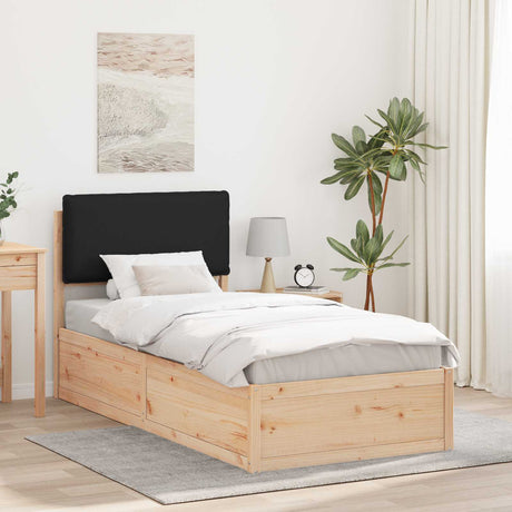 Vidaxl bedframe met gevoerd hoofdgedeelte zwart 80 x 200 cm