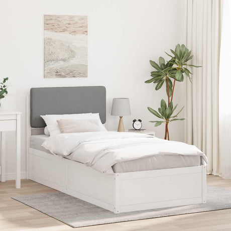 Vidaxl bedframe met gevoerd hoofdgedeelte lichtgrijs 90 x 190 cm