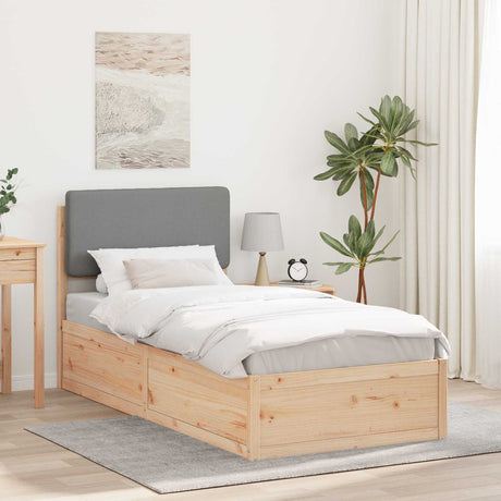 Vidaxl bedframe met gevoerd hoofdgedeelte lichtgrijs 75 x 190 cm