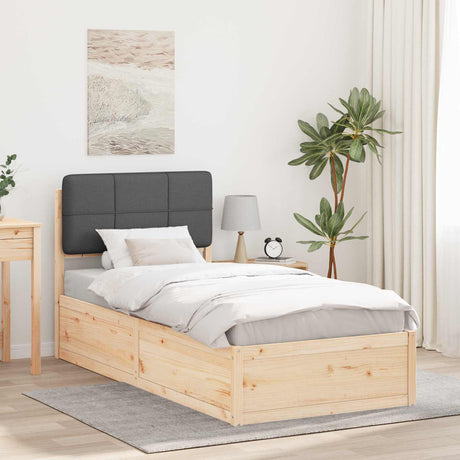 Vidaxl bedframe met gevoerd hoofdgedeelte donkergrijs 90 x 190 cm