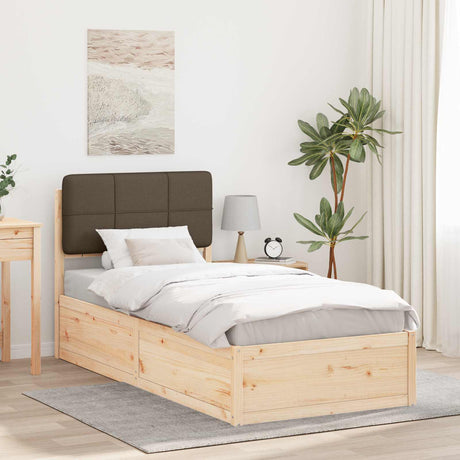 Vidaxl bedframe met gevoerd hoofdgedeelte taupe 90 x 190 cm