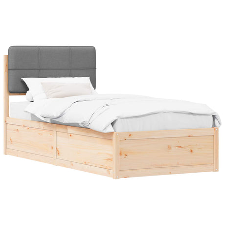 Vidaxl bedframe met gevoerd hoofdgedeelte lichtgrijs 75 x 190 cm