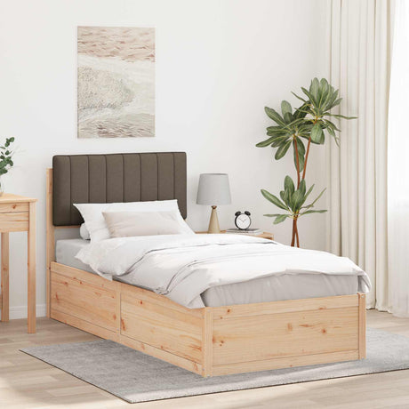 Vidaxl bedframe met gevoerd hoofdgedeelte taupe 90 x 200 cm