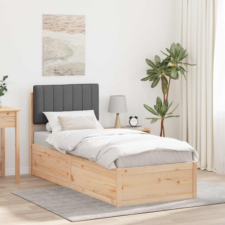 Vidaxl bedframe met gevoerd hoofdgedeelte donkergrijs 80 x 200 cm