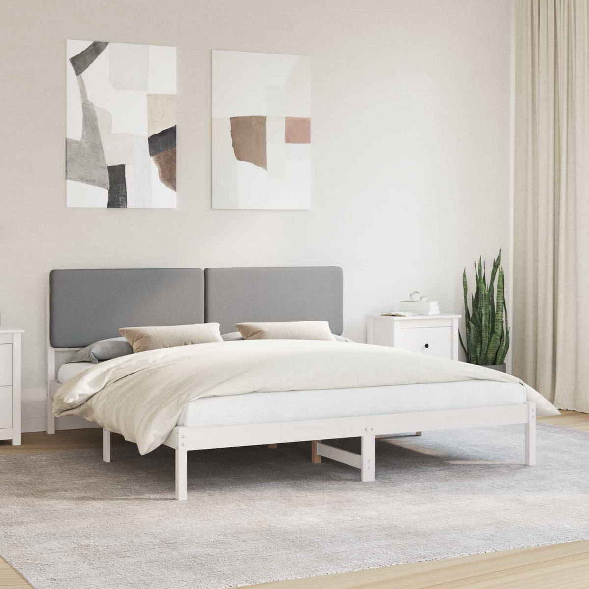 Vidaxl bedframe met gevoerd hoofdgedeelte lichtgrijs 180 x 200 cm