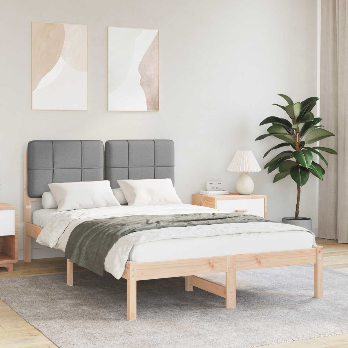 Vidaxl bedframe met gevoerd hoofdgedeelte lichtgrijs 120 x 200 cm