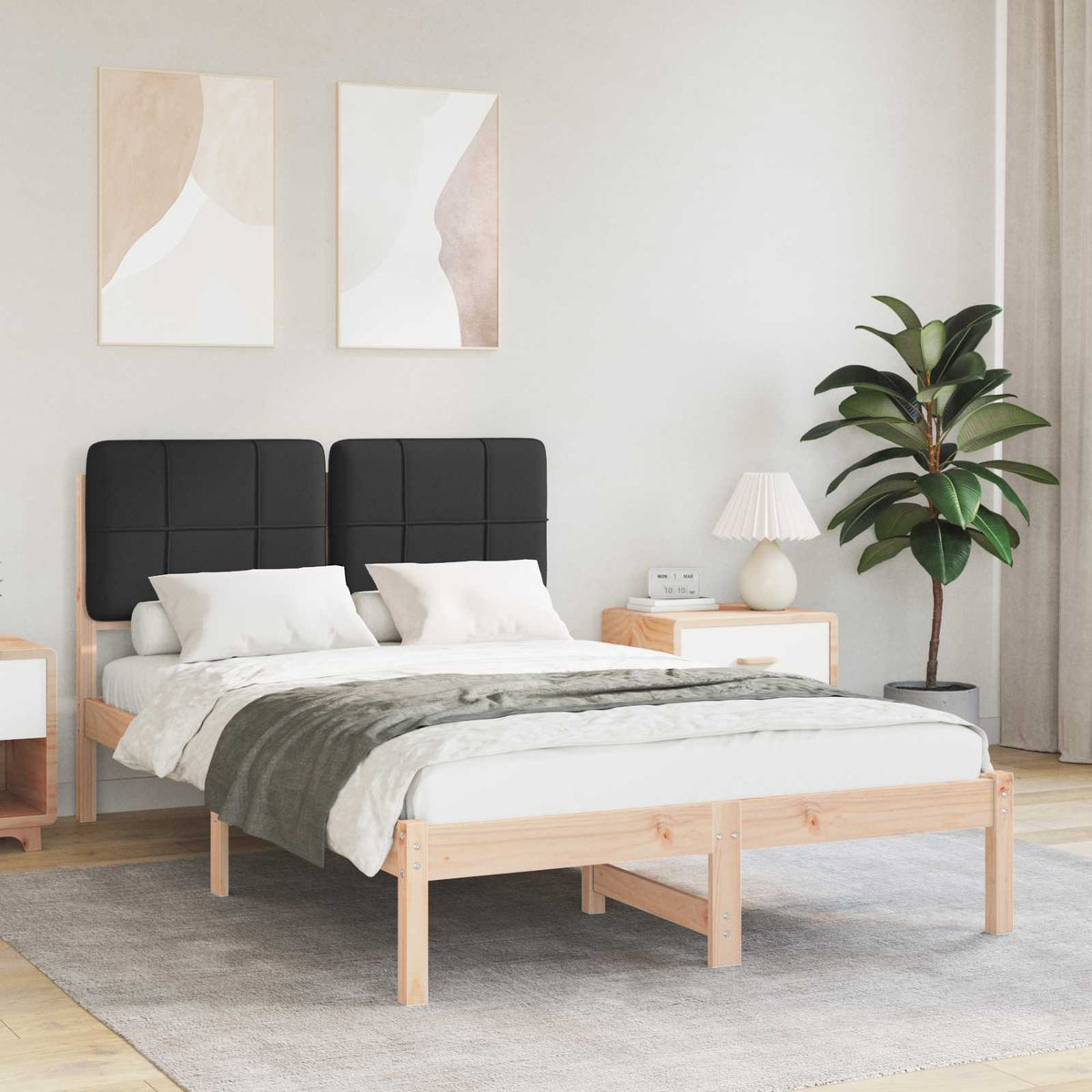 Vidaxl bedframe met gevoerd hoofdgedeelte zwart 120 x 200 cm