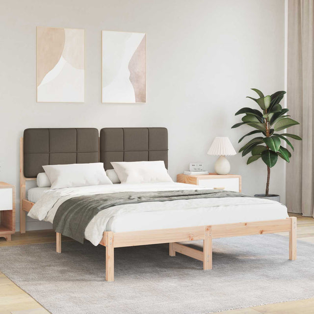 Vidaxl bedframe met gevoerd hoofdgedeelte taupe 135 x 190 cm