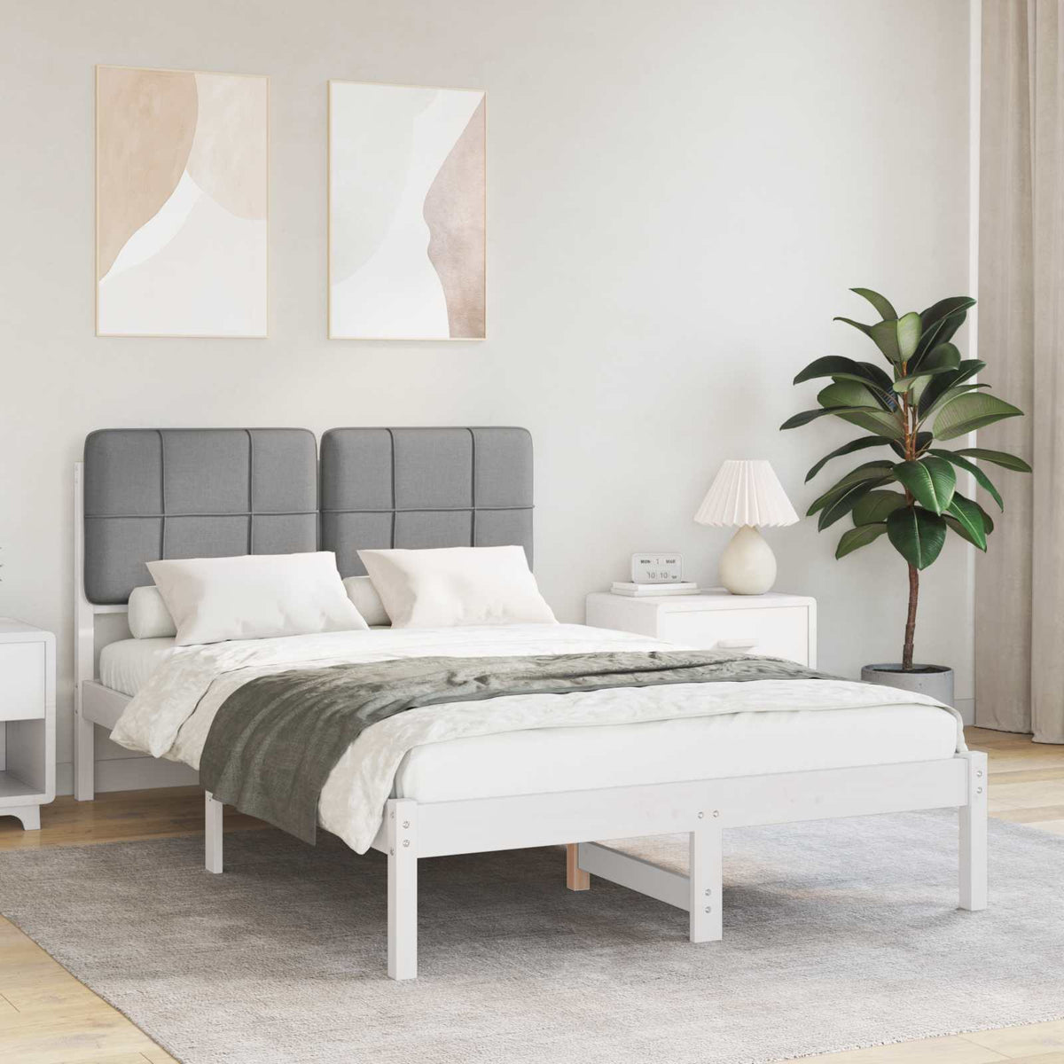 Vidaxl bedframe met gevoerd hoofdgedeelte lichtgrijs 120 x 190 cm