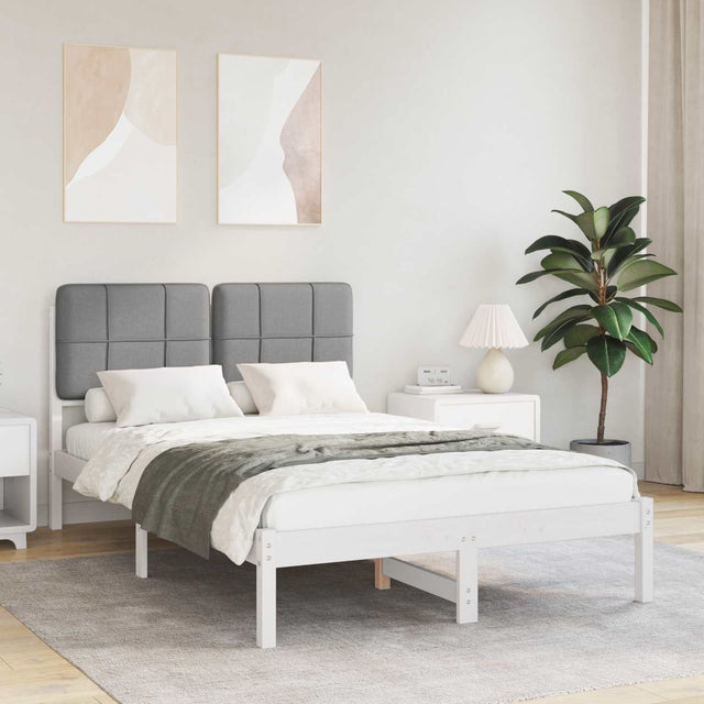 Vidaxl bedframe met gevoerd hoofdgedeelte lichtgrijs 120 x 190 cm