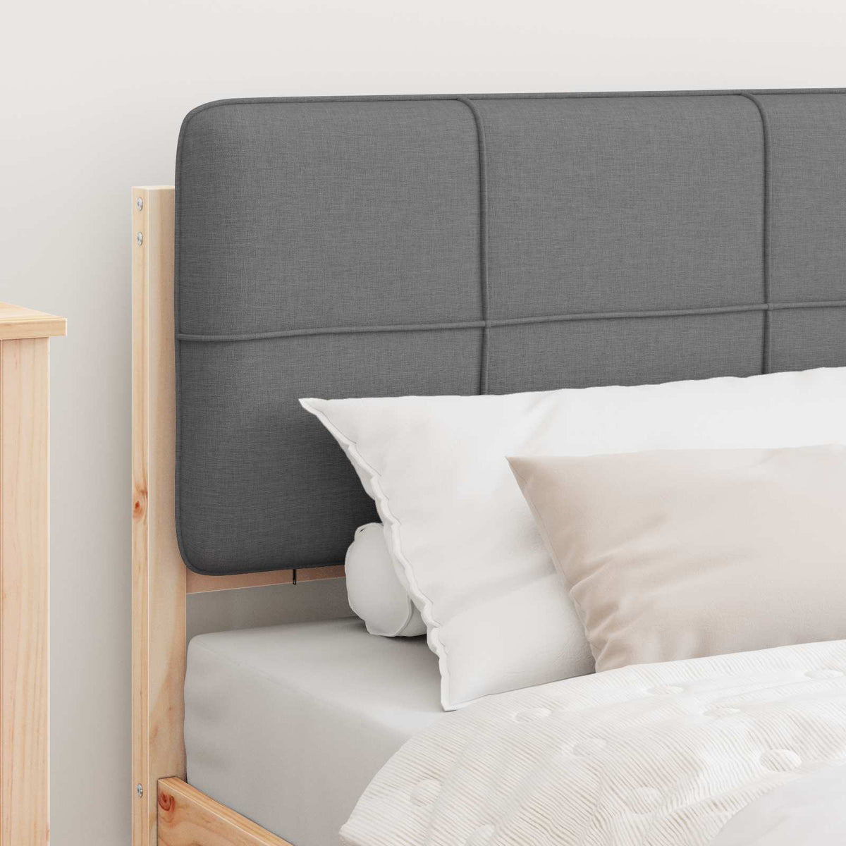 Vidaxl bedframe met gevoerd hoofdgedeelte lichtgrijs 100 x 200 cm