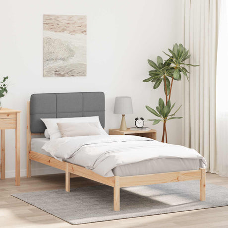 Vidaxl bedframe met gevoerd hoofdgedeelte lichtgrijs 90 x 200 cm