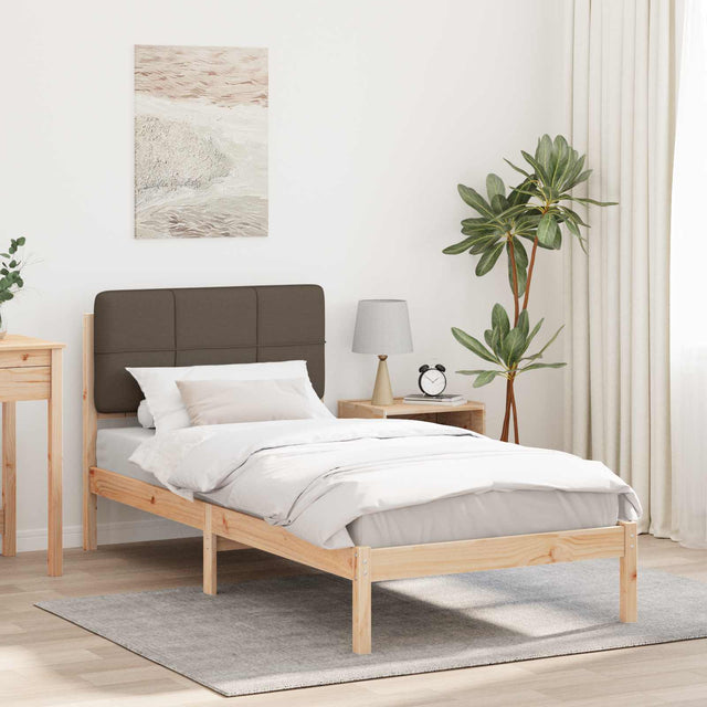 Vidaxl bedframe met gevoerd hoofdgedeelte taupe 90 x 200 cm