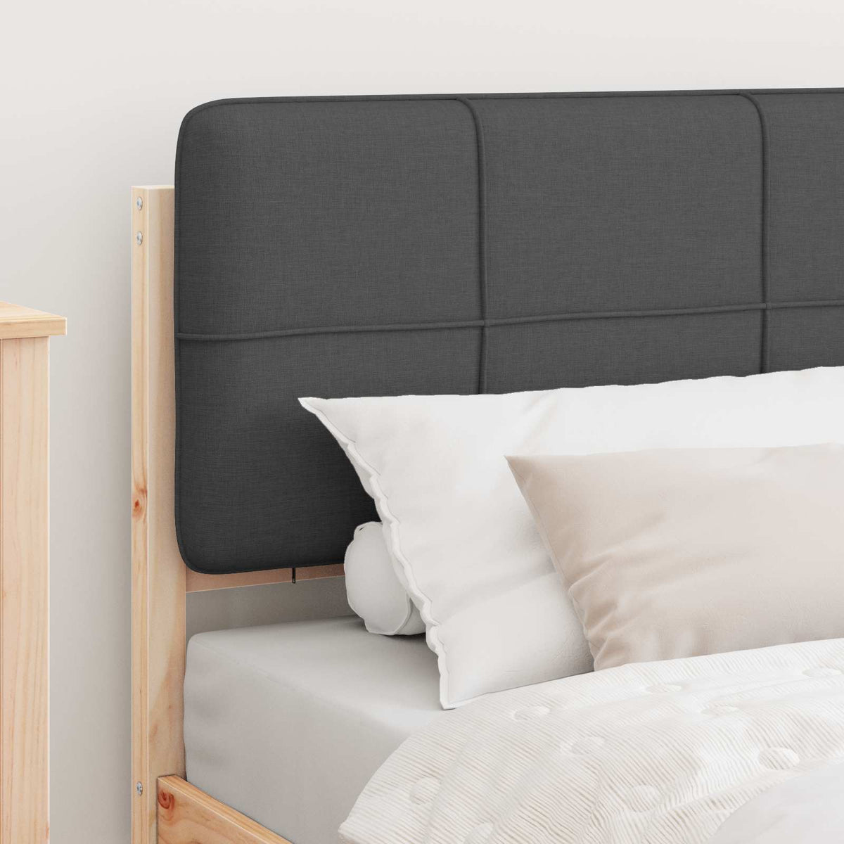 Vidaxl bedframe met gevoerd hoofdgedeelte donkergrijs 80 x 200 cm
