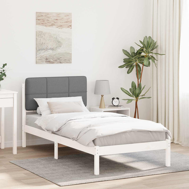 Vidaxl bedframe met gevoerd hoofdgedeelte lichtgrijs 90 x 190 cm