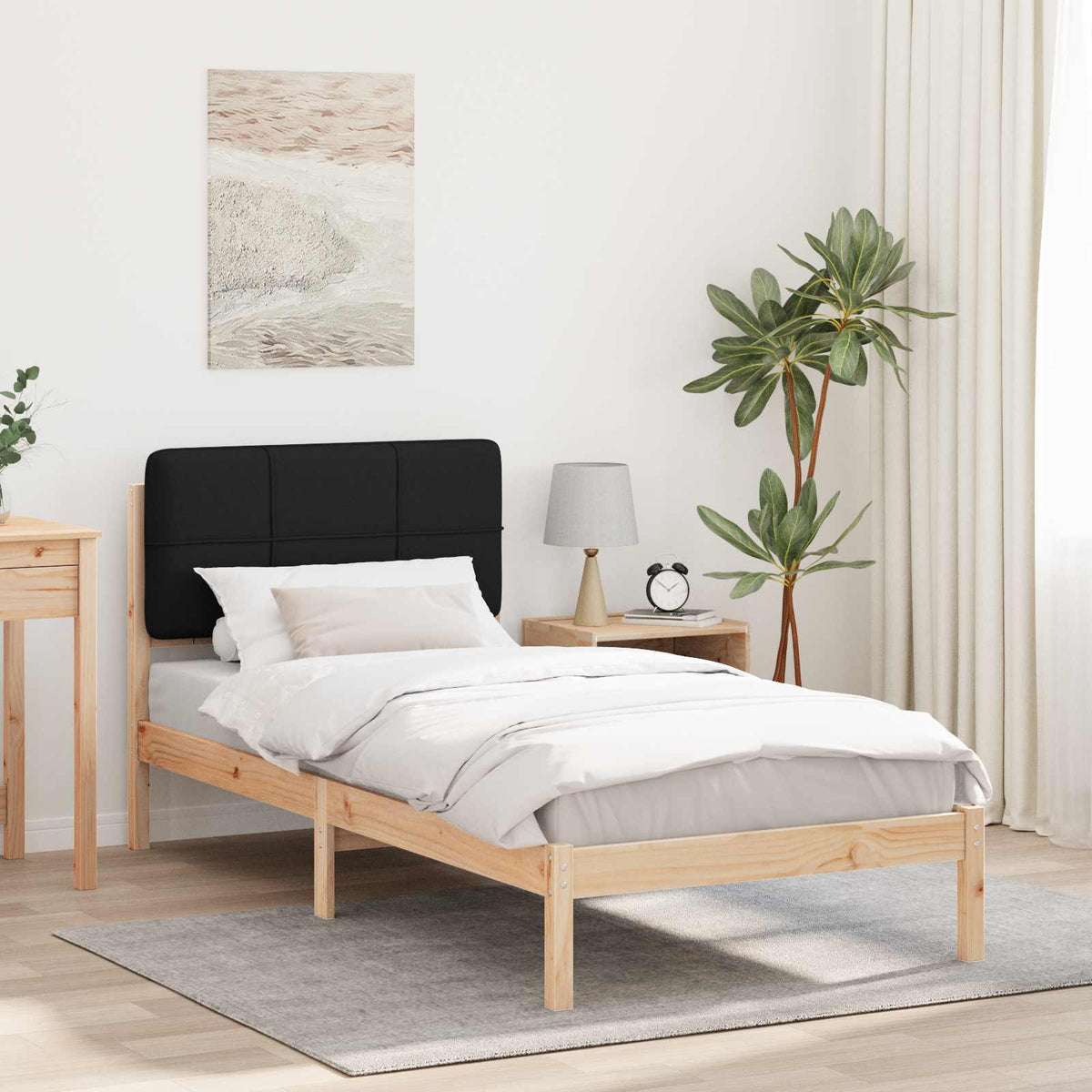 Vidaxl bedframe met gevoerd hoofdgedeelte zwart 75 x 190 cm