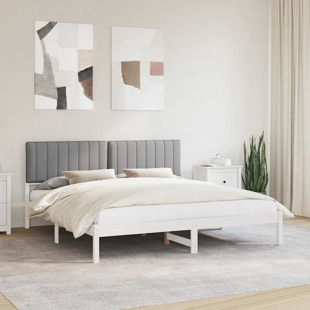 Vidaxl bedframe met gevoerd hoofdgedeelte lichtgrijs 180 x 200 cm