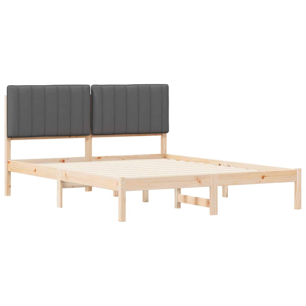Vidaxl bedframe met gevoerd hoofdgedeelte donkergrijs 160 x 200 cm