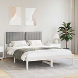 Vidaxl bedframe met gevoerd hoofdgedeelte lichtgrijs 140 x 190 cm