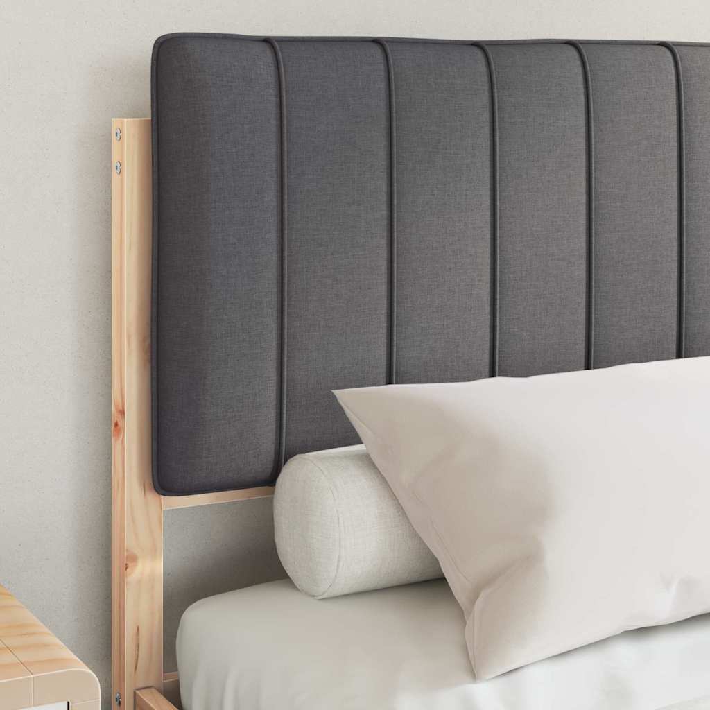 Vidaxl bedframe met gevoerd hoofdgedeelte donkergrijs 135 x 190 cm