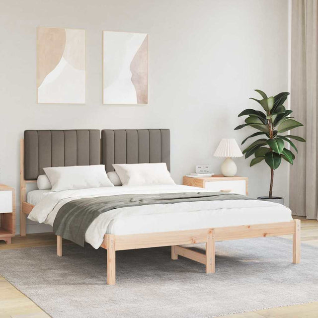Vidaxl bedframe met gevoerd hoofdgedeelte taupe 135 x 190 cm