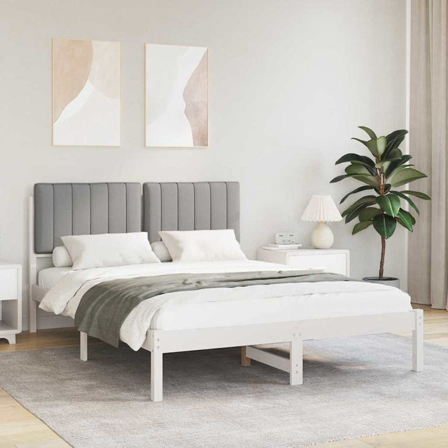Vidaxl bedframe met gevoerd hoofdgedeelte lichtgrijs 135 x 190 cm