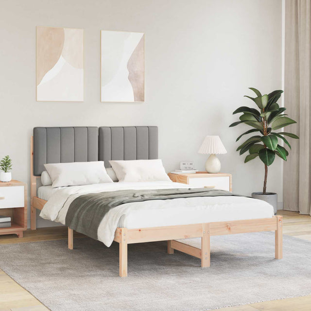 Vidaxl bedframe met gevoerd hoofdgedeelte lichtgrijs 120 x 190 cm