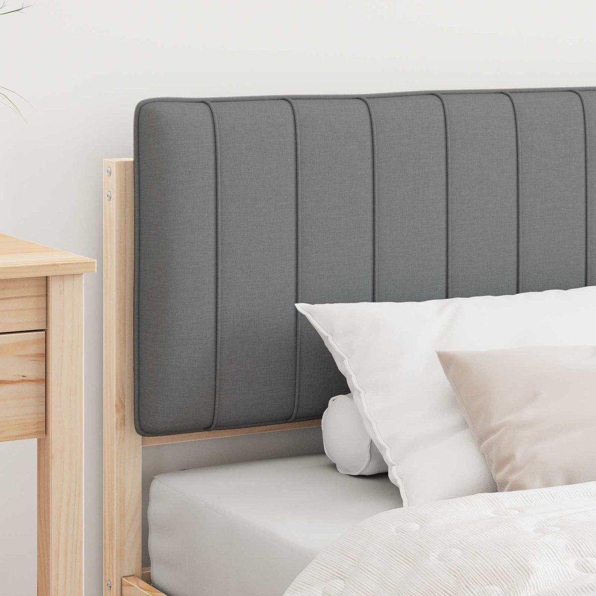 Vidaxl bedframe met gevoerd hoofdgedeelte lichtgrijs 100 x 200 cm