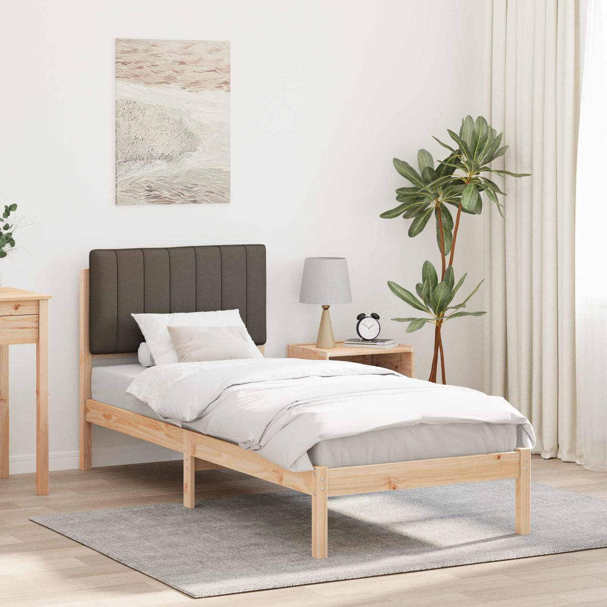 Vidaxl bedframe met gevoerd hoofdgedeelte taupe 80 x 200 cm
