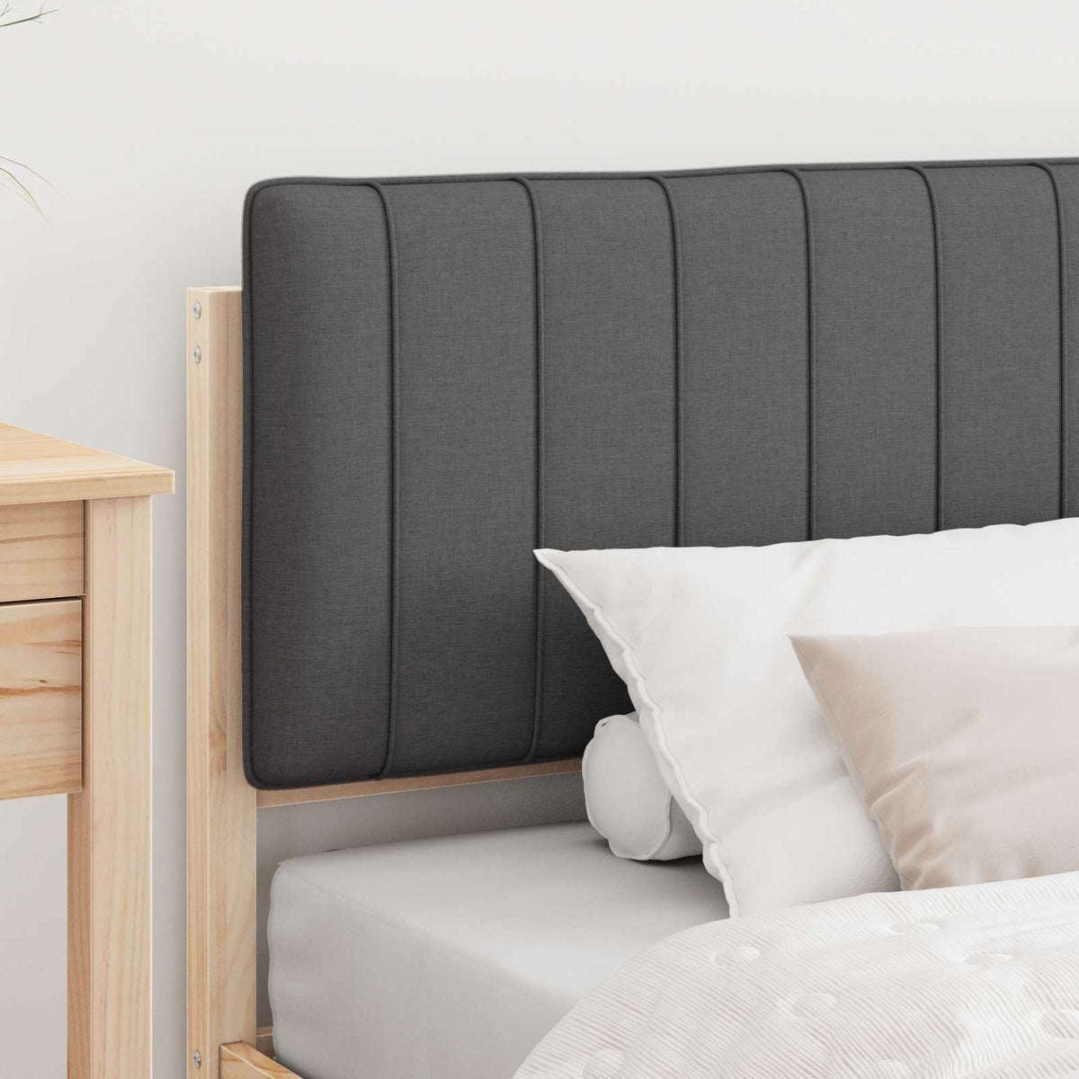 Vidaxl bedframe met gevoerd hoofdgedeelte donkergrijs 90 x 190 cm