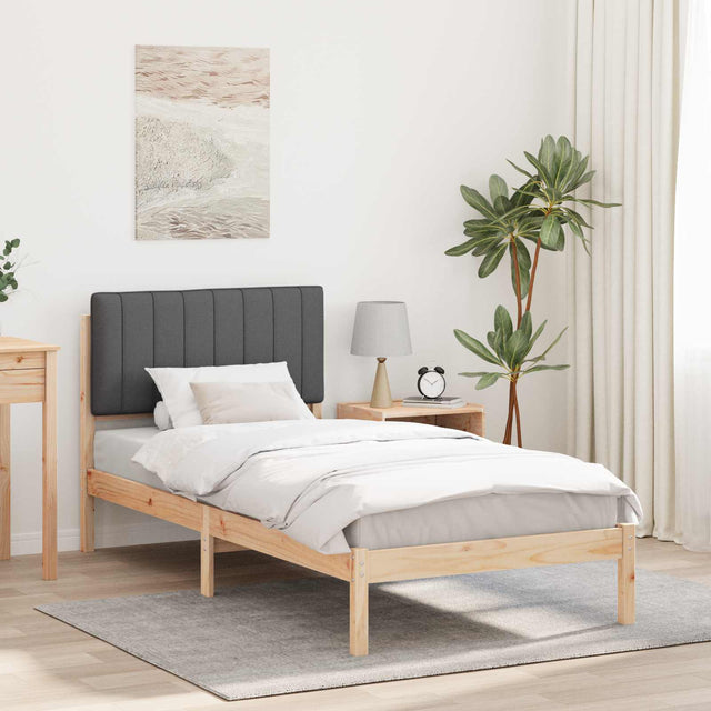 Vidaxl bedframe met gevoerd hoofdgedeelte donkergrijs 90 x 190 cm