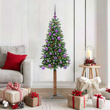 Vidaxl slanke kerstboom groen 150 cm pvc en massief dennenhout