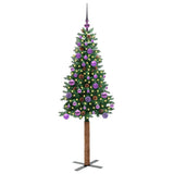 Vidaxl slanke kerstboom groen 150 cm pvc en massief dennenhout