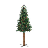 Vidaxl slanke kerstboom groen 210 cm pvc en massief dennenhout