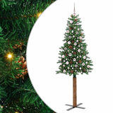 Vidaxl slanke kerstboom groen 210 cm pvc en massief dennenhout