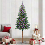 Vidaxl slanke kerstboom groen 210 cm pvc en massief dennenhout