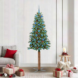 Vidaxl slanke kerstboom groen 210 cm pvc en massief dennenhout