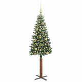 Vidaxl slanke kerstboom groen 150 cm pvc en massief dennenhout
