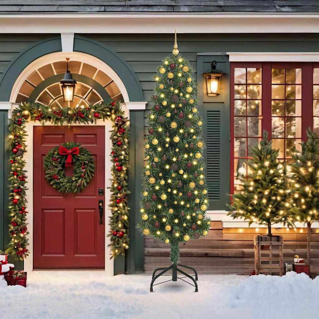 Vidaxl kunstkerstboom groen 210 cm pvc en staal en kunststof