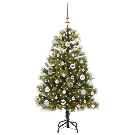Vidaxl kunstmatige scharnier kerstboom met cones groen 120 cm